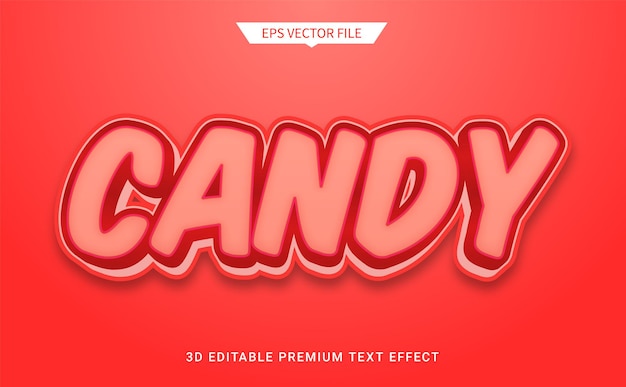 Candy 3d effetto stile testo modificabile vettore premium