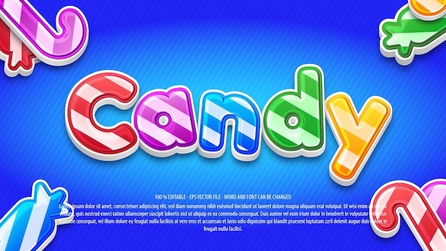 Вектор Текстовый эффект в стиле candy 3d