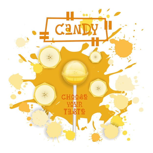 Candy banana lolly dessert colorful icon scegli il tuo poster di cafe gusto