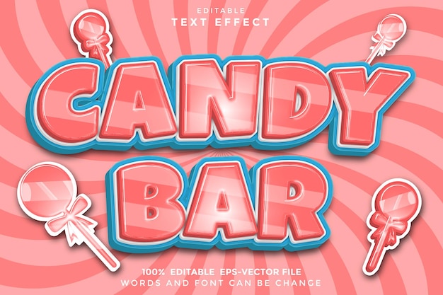 Vector candy bar editable text effect 3d cartoon style