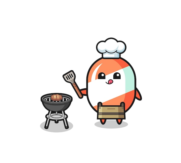 Candy barbeque chef with a grill , cute design
