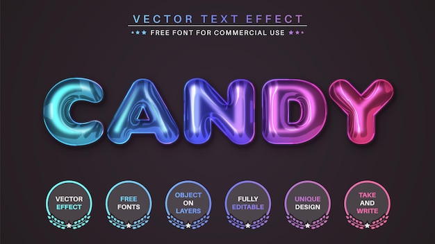 Candy bewerk teksteffect bewerkbare lettertypestijl