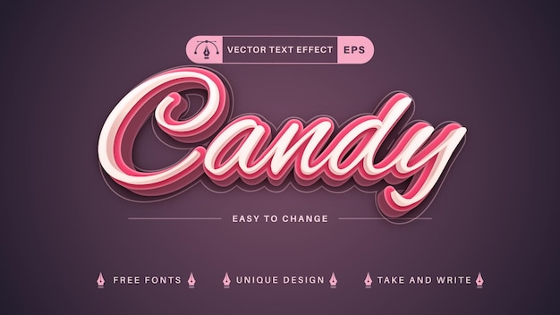 Candy - Bewerkbaar teksteffect, Valentine-lettertypestijl, Passiestijl bewerken