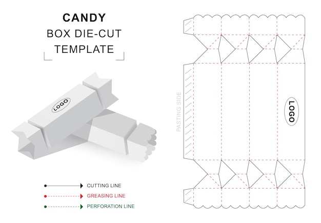 Candy box die cut template