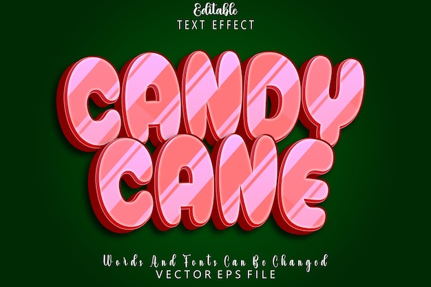 Candy Cane bewerkbaar teksteffect Emboss Cartoon-stijl