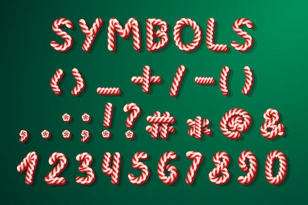 candy cane christmas alphabet candy symbols for holiday