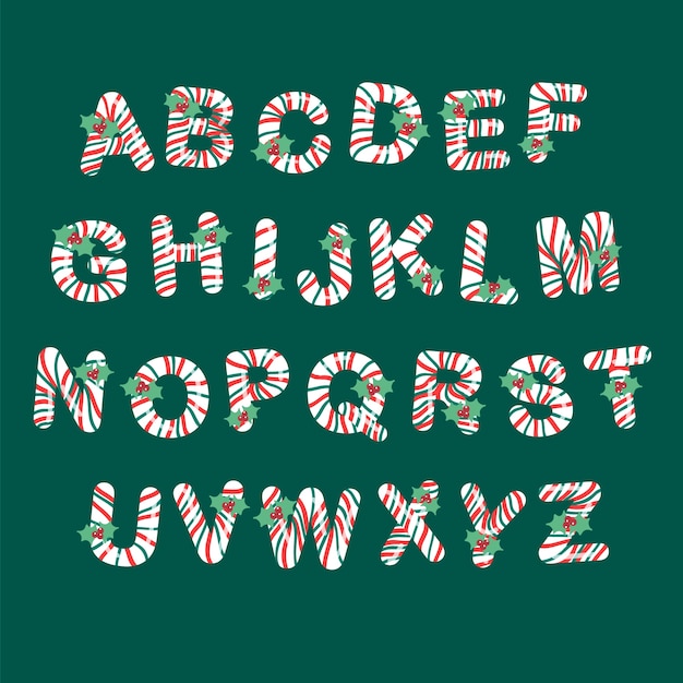 Candy cane christmas alphabet pack