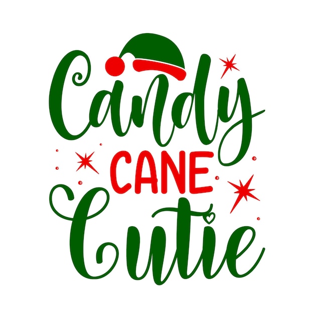 Candy Cane Cutie Belettering Premium Vector Design