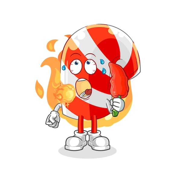 Candy cane eat hot chilie mascot cartoon vector