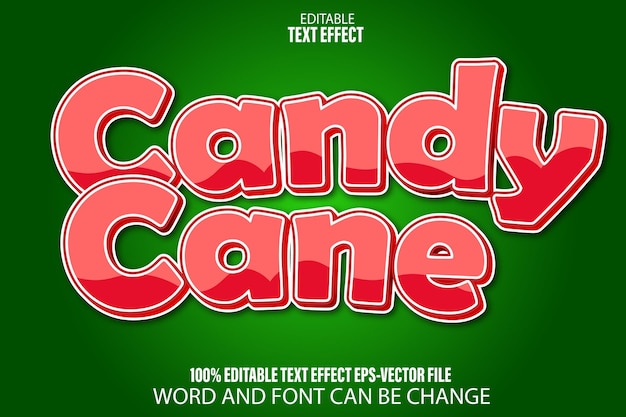 Вектор Редактируемый текстовый эффект candy cane в мультяшном стиле