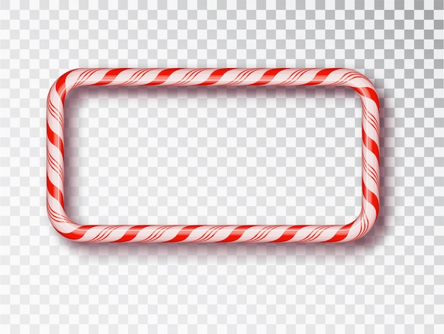 Candy cane frames  isolated. red and white twisted cord frame.