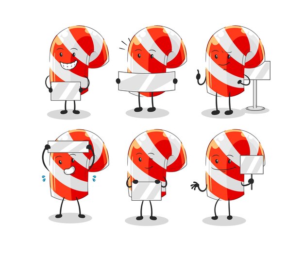 Candy Cane Holding Board Groepskarakter Mascotte Vector