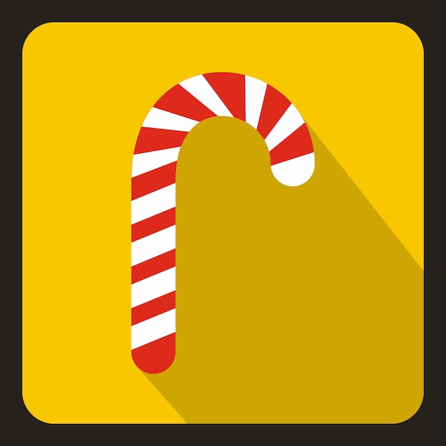 Candy cane icon in flat style with long shadow new year symbol vector illustration