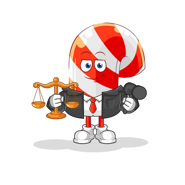 Candy cane lawyer cartoon cartoon mascot vector