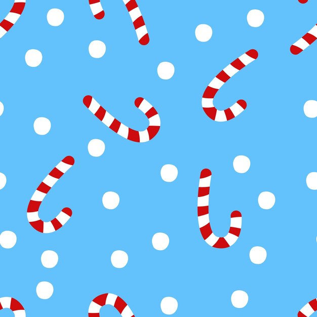 Vector candy cane and polka dot christmas pattern