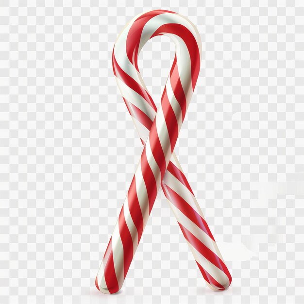 Vector candy cane red and white striped candy stick isolated on transparent background