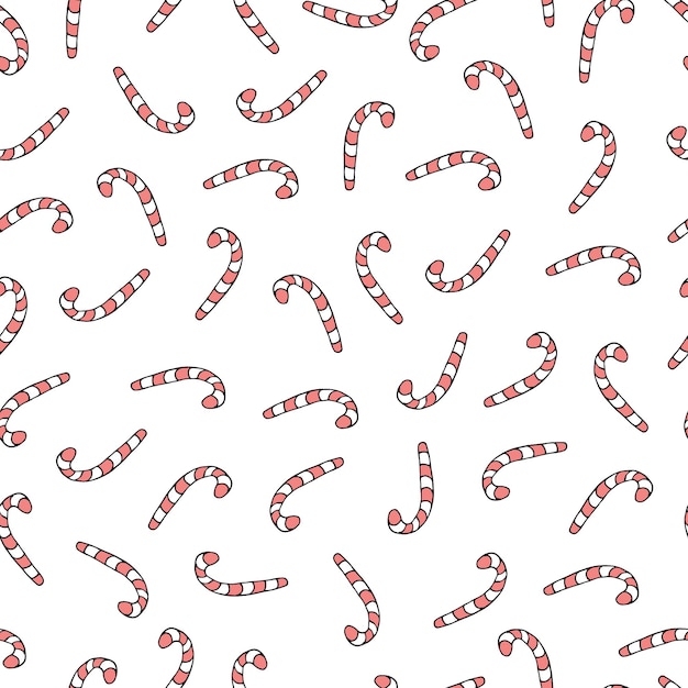 Candy cane seamless pattern hand drawn colourful christmas print for holiday decor wallpapers wrapping paper greeting cards