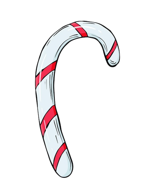 Candy cane strisce dolci natalizi dolci cibo dannoso doodle lineare cartone animato colorazione