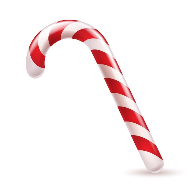 Vector candy cane with red and white stripes. christmas sweet treat.