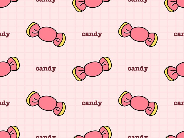 candy cartoon character seamless pattern on pink background