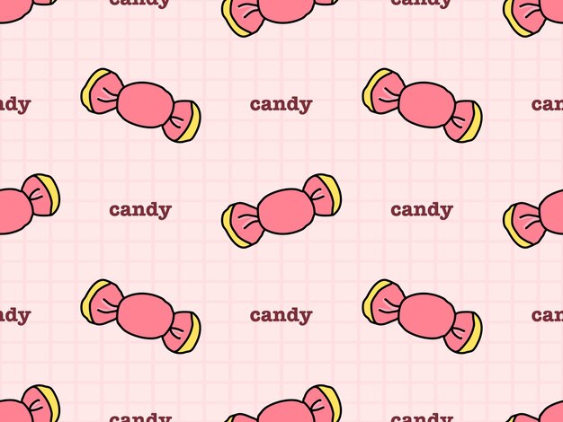 Candy cartoon character seamless pattern on pink background