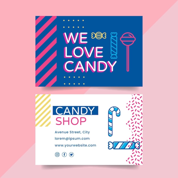 Vector candy double-sided horizontal business card