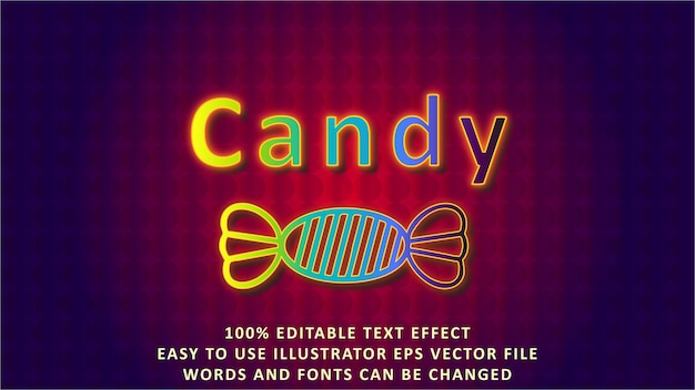 Vector candy, editable text effect in neon light style