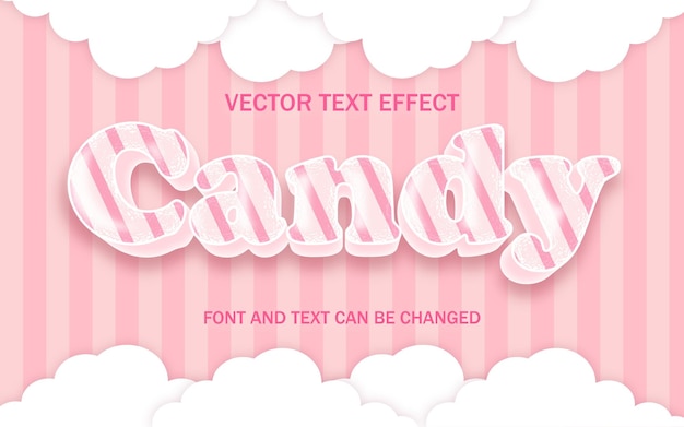 candy editable text effect pink striped lolipop vector