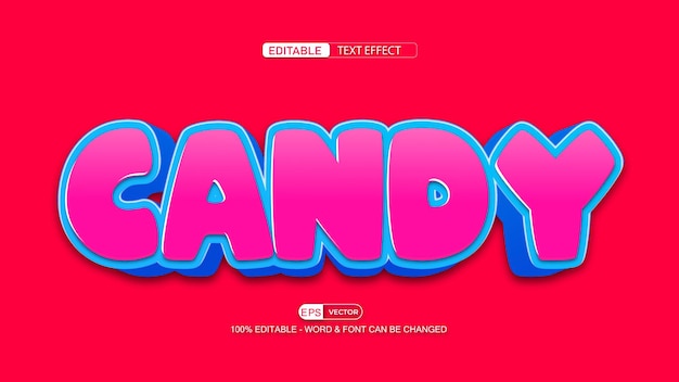 Candy Editable Text Effect Vector 3d style