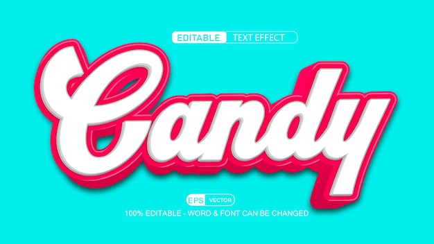 Candy редактируемый текстовый эффект вектор 3d стиль