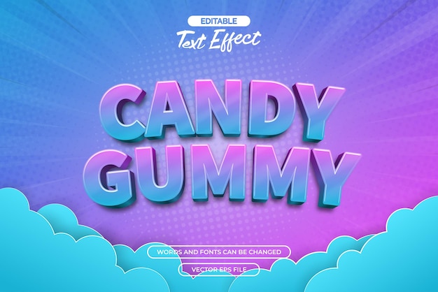 Candy gummy bewerkbare tekst-effect