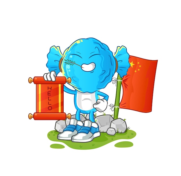 Candy head cartoon chinese cartoon mascot vector