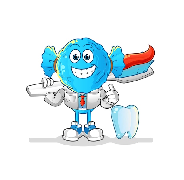 Candy head cartoon dentist illustration character vector