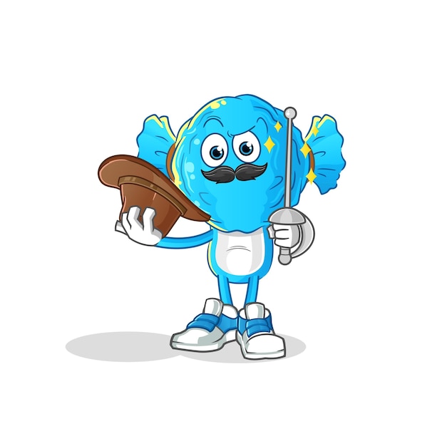 Candy head cartoon fencer character cartoon mascot vector