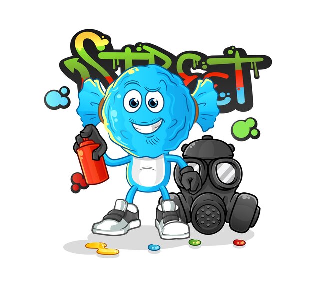 Candy head cartoon graffiti artist vector cartoon character