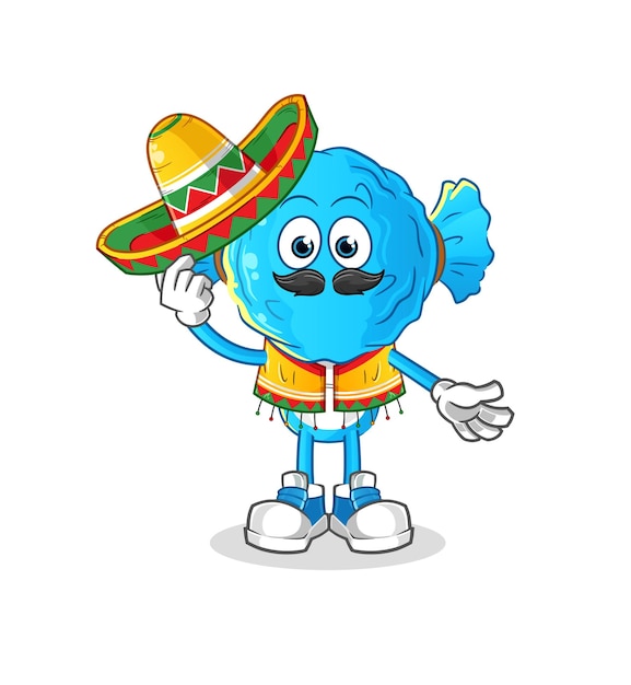 Candy head cartoon Mexican culture and flag cartoon vector