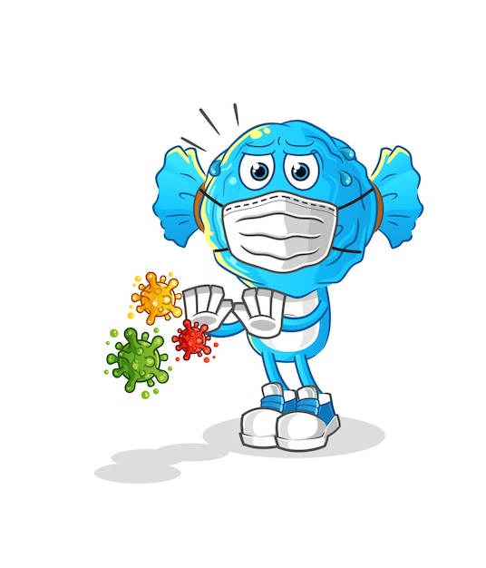 candy head cartoon refuse viruses. cartoon mascot vector