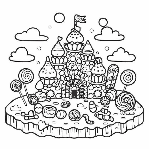 Vector candy home coloring page vector