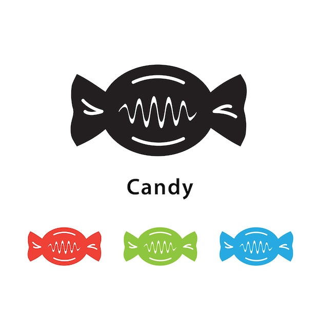 Candy icon on white background with different color set.