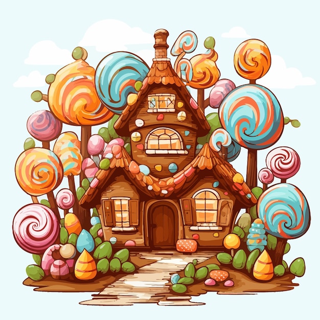 Vector candy_land_chocolate_biscuit_houses_and_caramel