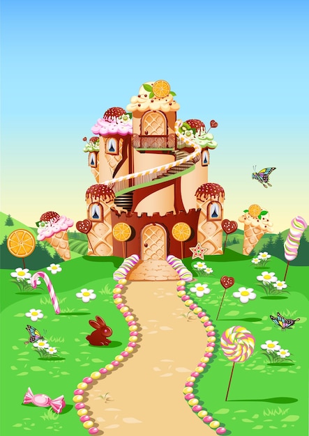 Candy land with sweet castle