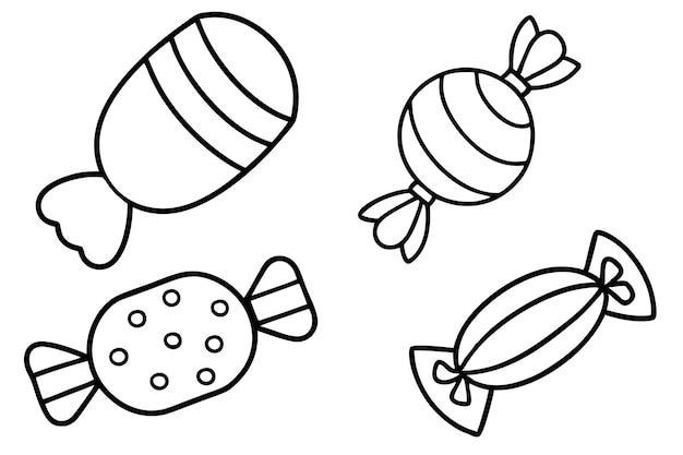 Candy line art met ingewikkelde illustraties van snoepwaren