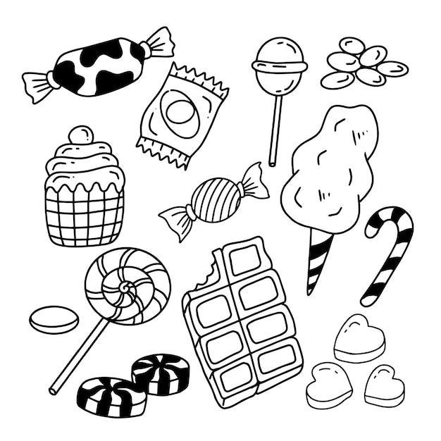 Vector candy line art outline doodle vector