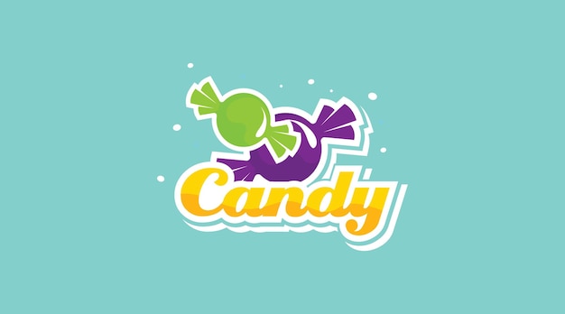 Vettore candy logo design concept vector. modello di logo di dolci colorati