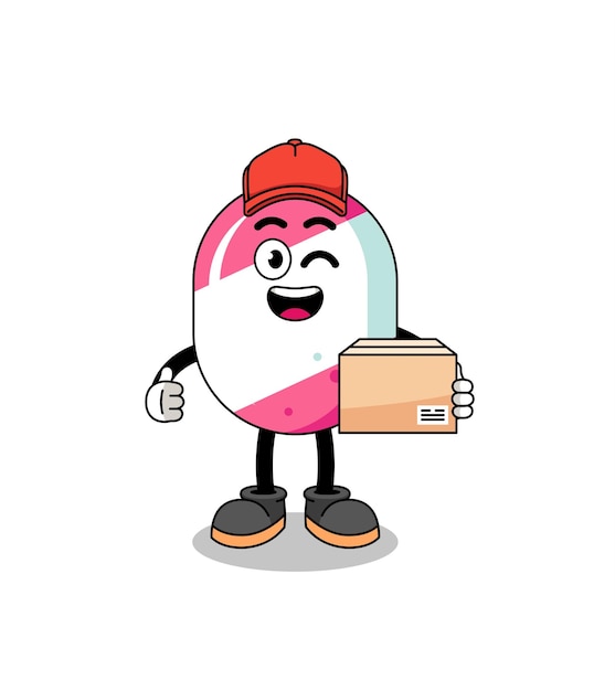 Candy mascot cartoon as an courier