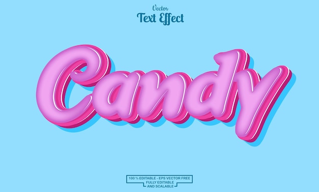 Вектор candy современный мультяшный редактируемый текстовый эффект