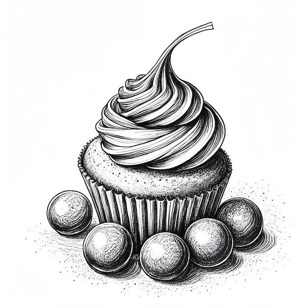 Candy Monochrome inkt schets vector tekening gravure stijl vector illustratie