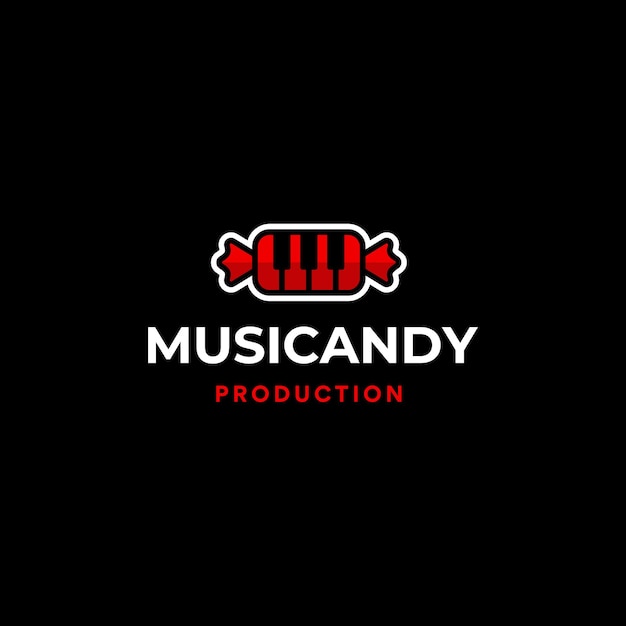 Candy music piano key logo design ispirazione