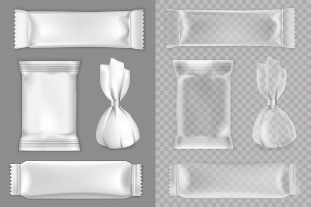 Вектор Макет упаковки конфет набор векторных изолированных иллюстраций