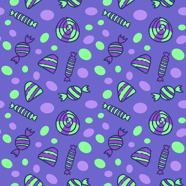 Candy pattern on blue background.